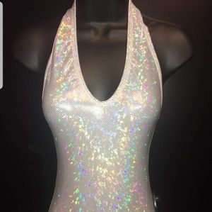 White Holographic Ravers Body Suit